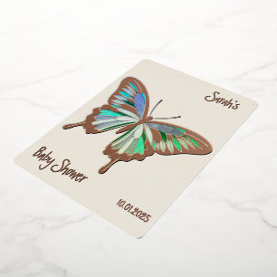 Butterfly Sweet Palette Baby shower roos goud Folie Uitnodiging