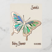Butterfly Sweet Palette Baby shower roos goud Folie Uitnodiging (Voorkant)