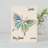 Butterfly Sweet Palette Baby shower roos goud Folie Uitnodiging (Staand Voorkant)