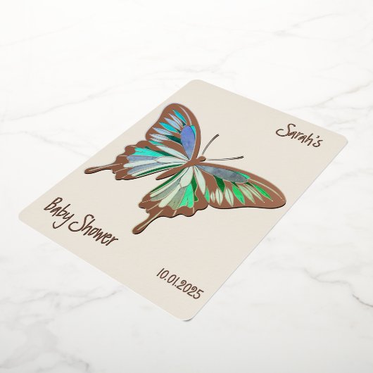 Butterfly Sweet Palette Baby shower roos goud Folie Uitnodiging (Gedraaid)