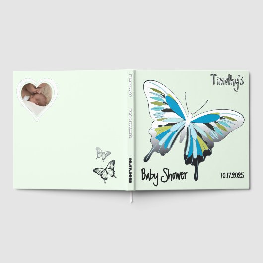 Butterfly Sweet Palette Baby shower zilveren folie Gastenboek (Volledig)