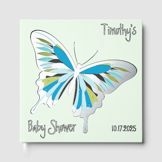 Butterfly Sweet Palette Baby shower zilveren folie Gastenboek (Voorkant)