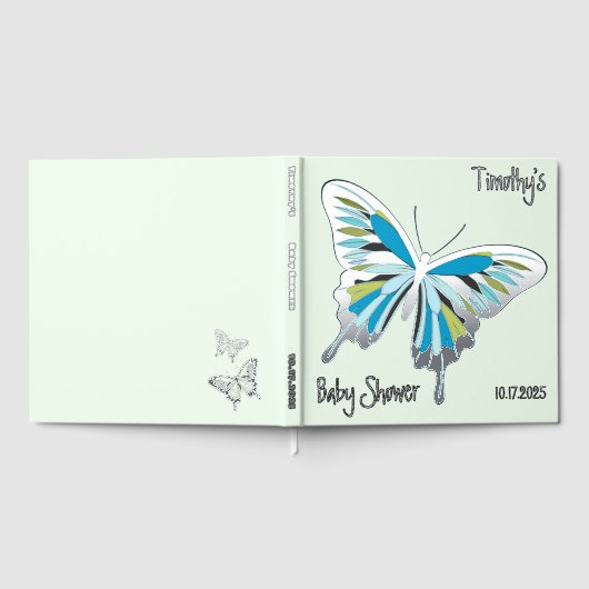 Butterfly Sweet Palette Baby shower zilveren folie Gastenboek (Volledig)