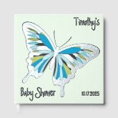 Butterfly Sweet Palette Baby shower zilveren folie Gastenboek (Voorkant)