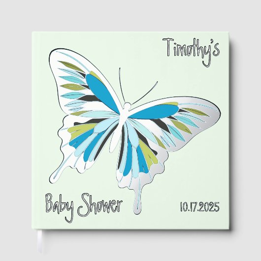 Butterfly Sweet Palette Baby shower zilveren folie Gastenboek (Voorkant)
