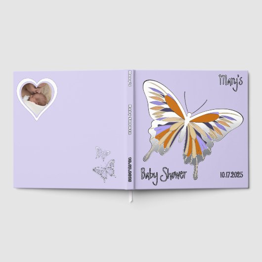 Butterfly Sweet Palette Baby shower Zilverfolie Gastenboek (Volledig)