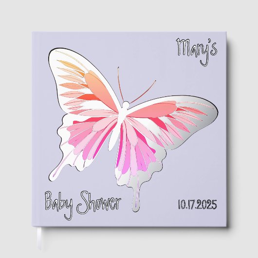 Butterfly Sweet Palette Baby shower Zilverfolie Gastenboek (Voorkant)
