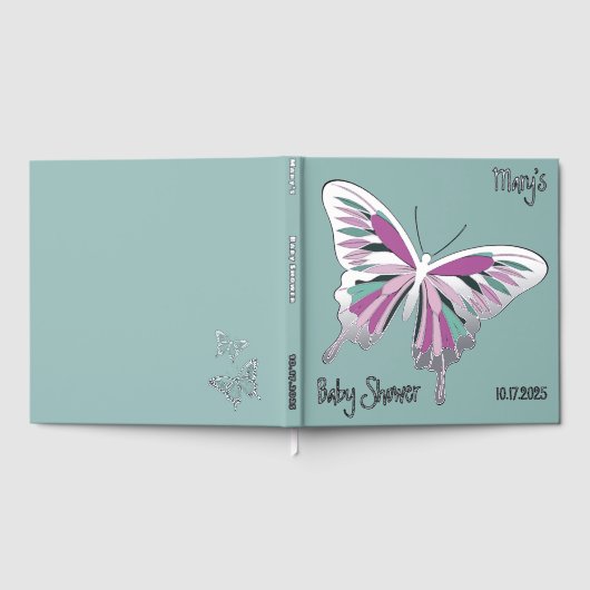 Butterfly Sweet Palette Baby shower Zilverfolie Gastenboek (Volledig)