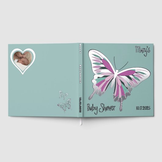 Butterfly Sweet Palette Baby shower Zilverfolie Gastenboek (Volledig)