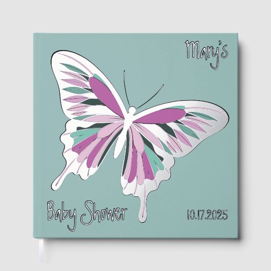 Butterfly Sweet Palette Baby shower Zilverfolie Gastenboek (Voorkant)