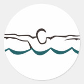 Butterfly Swimmer Ronde Sticker (Voorkant)