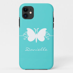 Butterfly Swirl BT iPhone 5 Hoesje, Aqua Case-Mate iPhone Case