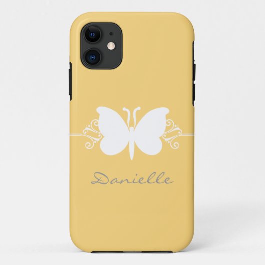 Butterfly Swirl BT iPhone 5 Hoesje, geel Case-Mate iPhone Case (Achterkant)