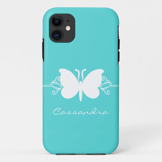 Butterfly Swirl CM ID iPhone 5 Hoesje, Aqua Case-Mate iPhone Case (Achterkant)