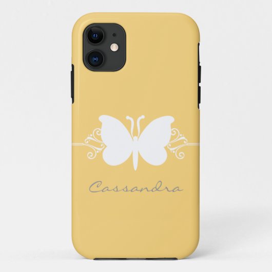 Butterfly Swirl CM ID iPhone 5 Hoesje, geel Case-Mate iPhone Case (Achterkant)