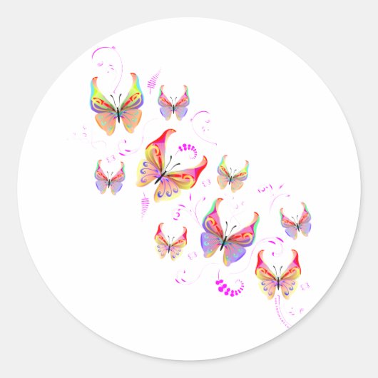 Butterfly Swirl Ronde Sticker (Voorkant)
