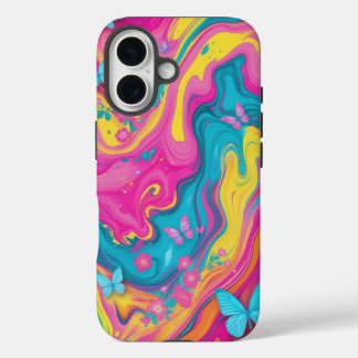 Butterfly Swirl Type-Dye Marmeren Telefoonhoes iPhone 16 Hoesje
