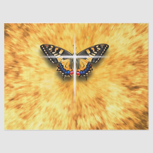 Butterfly symboliseert de herrijking van Jezus Chr Tissuepapier (Voorkant)