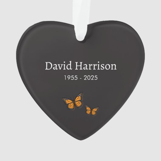 Butterfly Sympathy Keepsake Heart Acryl Ornament (achterkant)