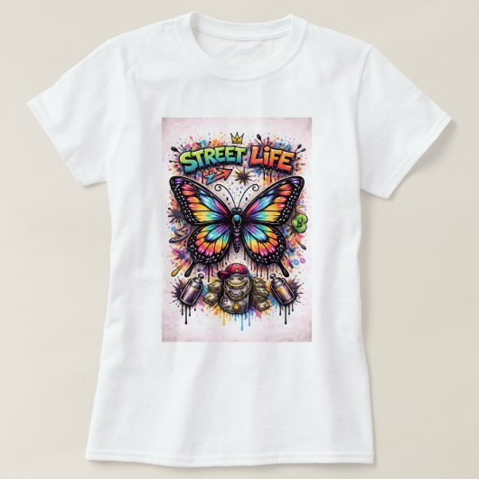 Butterfly Tees Co. Graffiti Vlinder Shirt 004781 (Design voorkant)