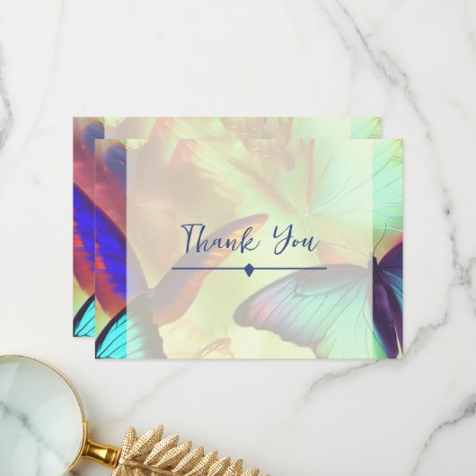 Butterfly Thank You Card Flat-optie Bedankkaart (Voorkant / Achterkant in situ)