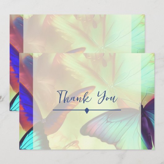 Butterfly Thank You Card Flat-optie Bedankkaart (Voorkant / Achterkant)