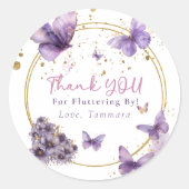 Butterfly Thank You Fluttering beroemd gemaakt doo Ronde Sticker (Voorkant)