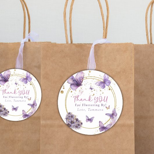 Butterfly Thank You Fluttering beroemd gemaakt doo Ronde Sticker