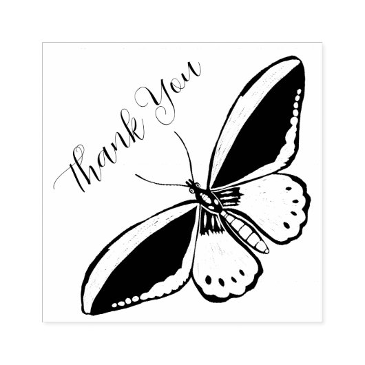Butterfly Thank You Ink Stamp  Rubberstempel (Afrduk)