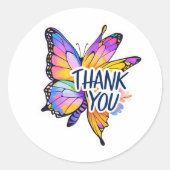 Butterfly Thank You  Ronde Sticker (Voorkant)