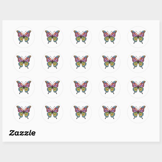 Butterfly Thank You  Ronde Sticker (Vel)
