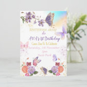 Butterfly thema Verjaardag uitnodiging (Staand voorkant)