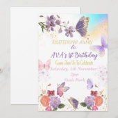 Butterfly thema Verjaardag uitnodiging (Voorkant / Achterkant)