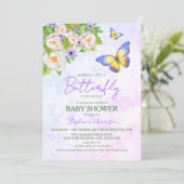 Butterfly Theme Baby Shower Uitnodigingen (Staand voorkant)