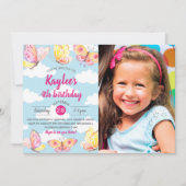 Butterfly Theme Birthday Party Foto Kaart (Voorkant)