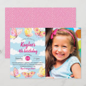 Butterfly Theme Birthday Party Foto Kaart (Voorkant / Achterkant)