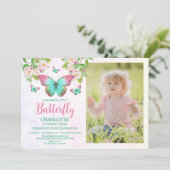 Butterfly Theme Girl's Verjaardagsfeestje Kaart (Staand voorkant)