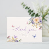 Butterfly Theme Pastel Baby shower Dank u kaart (Staand voorkant)