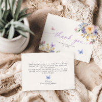 Butterfly Theme Pastel Baby shower Dank u kaart