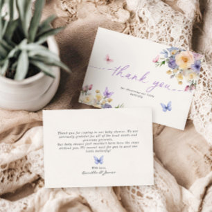 Butterfly Theme Pastel Baby shower Dank u kaart