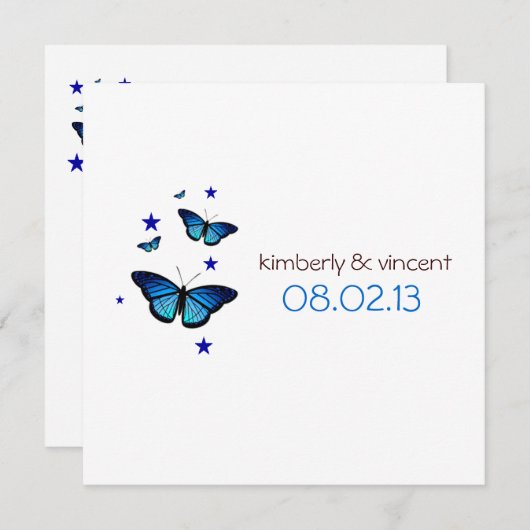Butterfly ThMED Wedding Invitation Kaart (Voorkant / Achterkant)