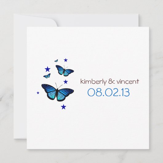 Butterfly ThMED Wedding Invitation Kaart (Voorkant)
