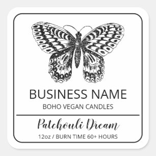 Butterfly ThMED White Soy Candle Labels