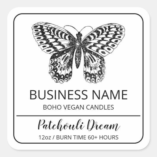 Butterfly ThMED White Soy Candle Labels (Voorkant)