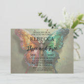 Butterfly Three en gratis verjaardagsuitnodigingen Kaart (Staand voorkant)