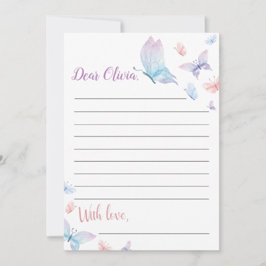 Butterfly Time Capsule Note Kaart (Voorkant)