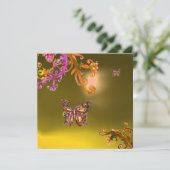 BUTTERFLY TOPAZ GEEL, helder roze oranje bruin Kaart (Staand voorkant)