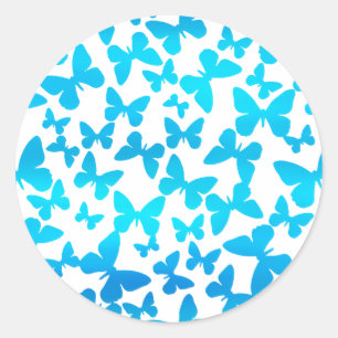 Butterfly Toss (Blauw) Ronde Sticker