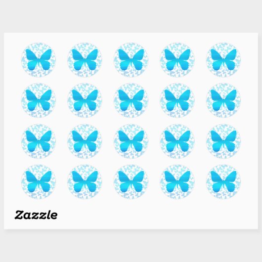 Butterfly Toss (Blauw-Single) Ronde Sticker (Vel)