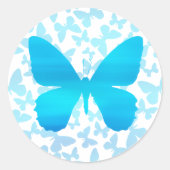 Butterfly Toss (Blauw-Single) Ronde Sticker (Voorkant)